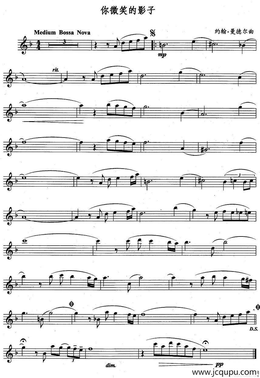 你微笑的影子简谱