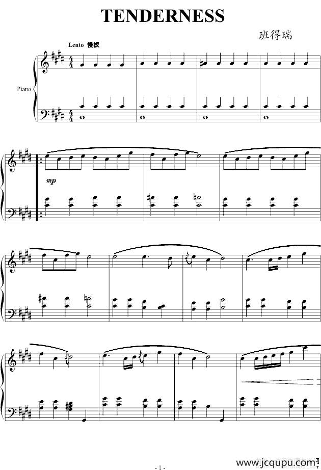 TENDERNESS（款款柔情）简谱