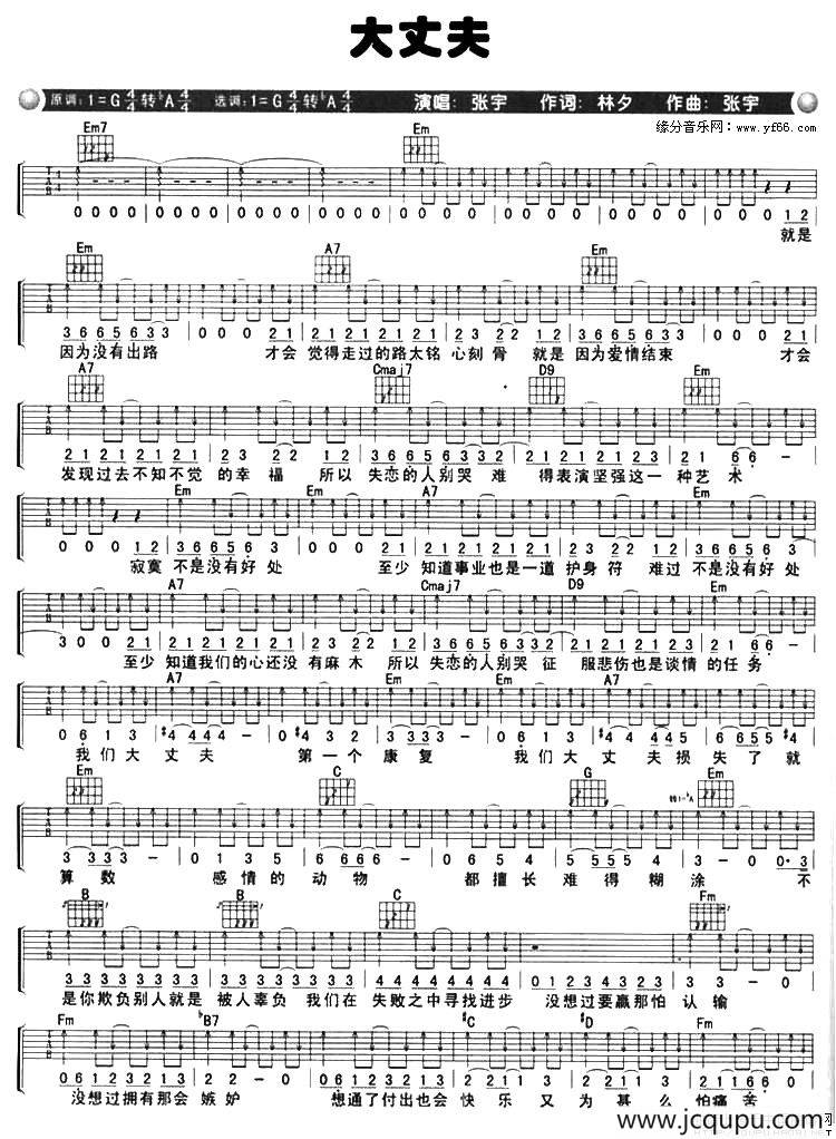 大丈夫（林夕词 张宇曲）简谱