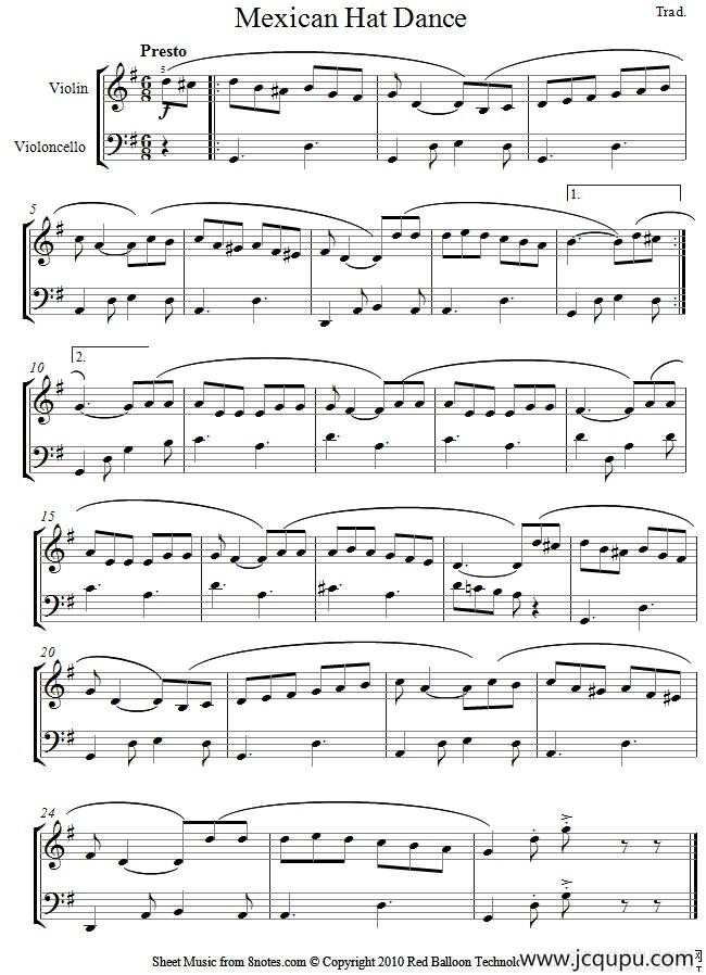 Mexican Hat Dance（墨西哥草帽舞））（大小提琴二重奏）简谱