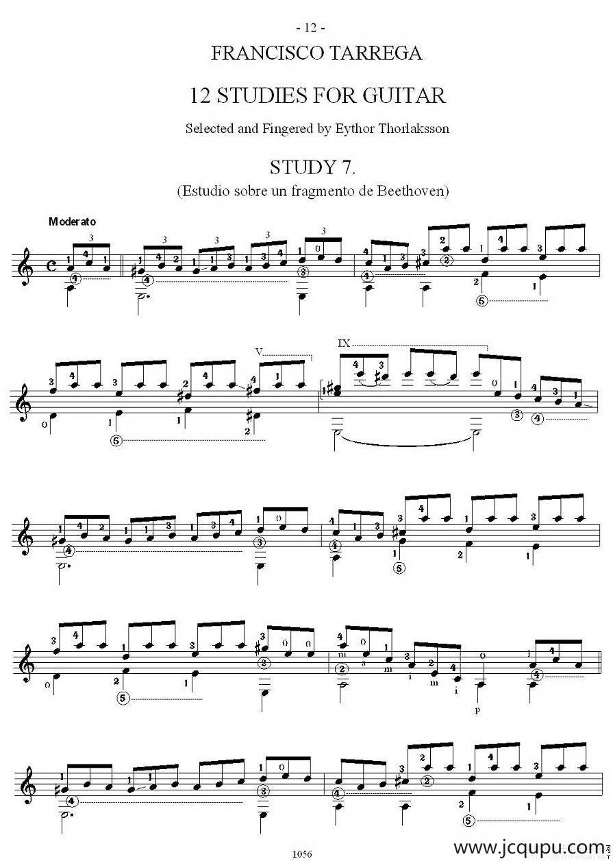 他雷加12首练习曲之7简谱