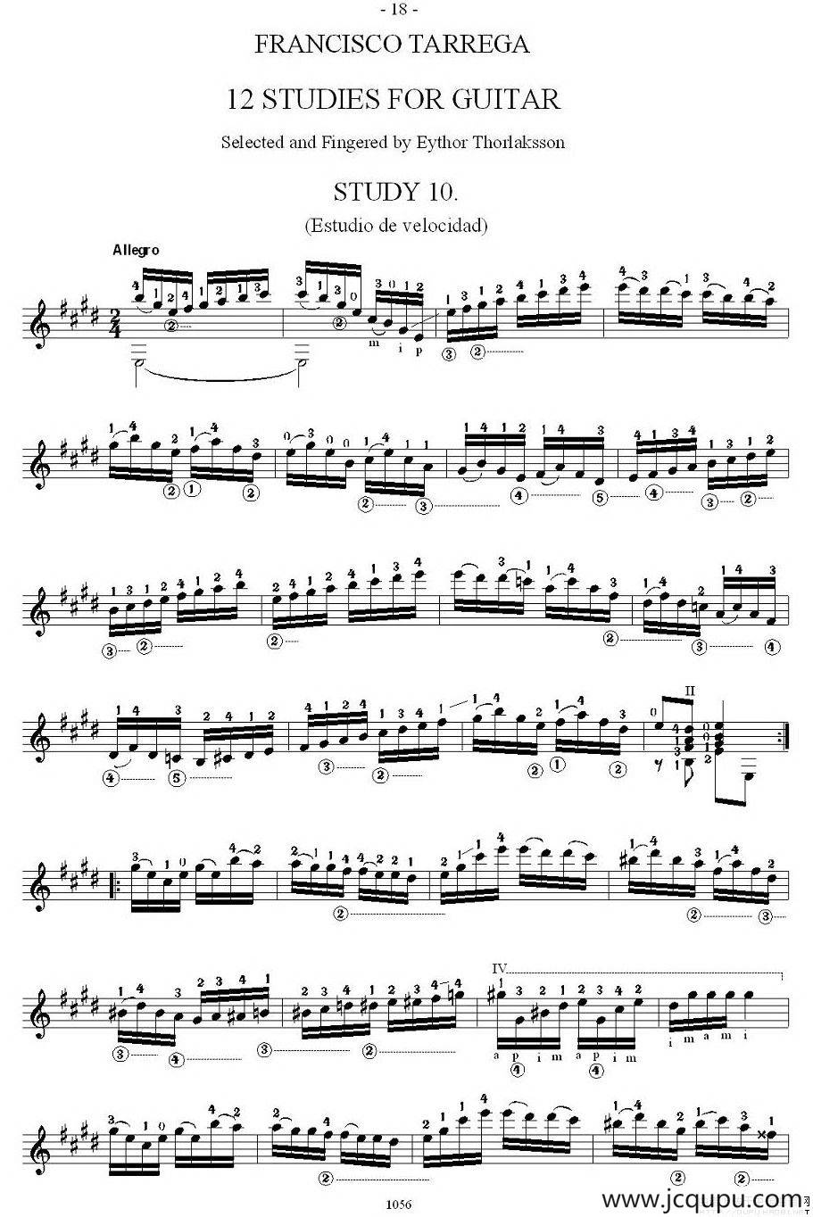 他雷加12首练习曲之10简谱