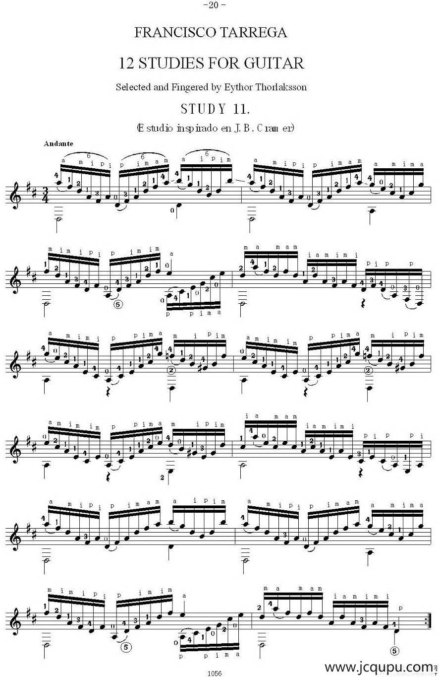 他雷加12首练习曲之11简谱