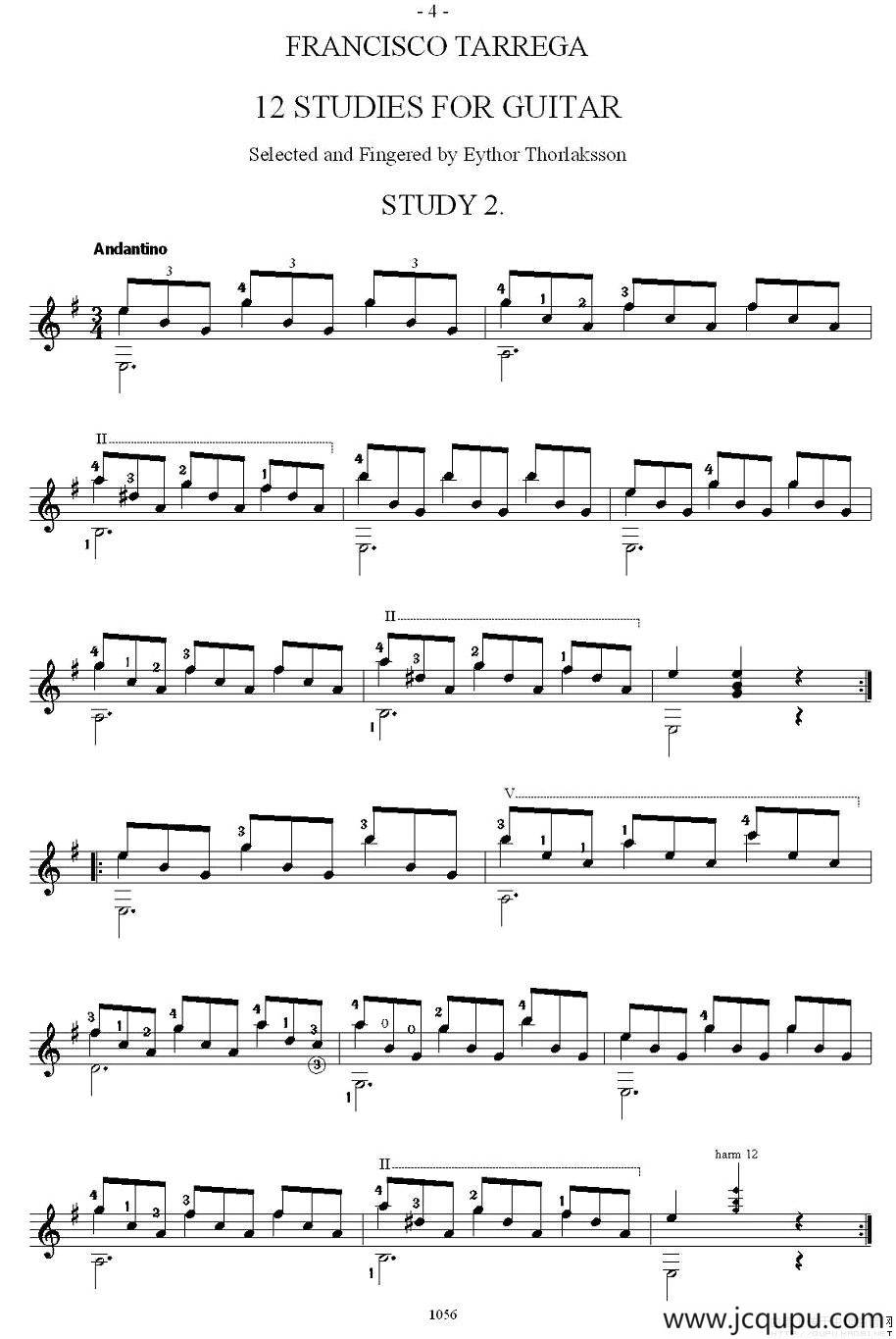 他雷加12首练习曲之2简谱