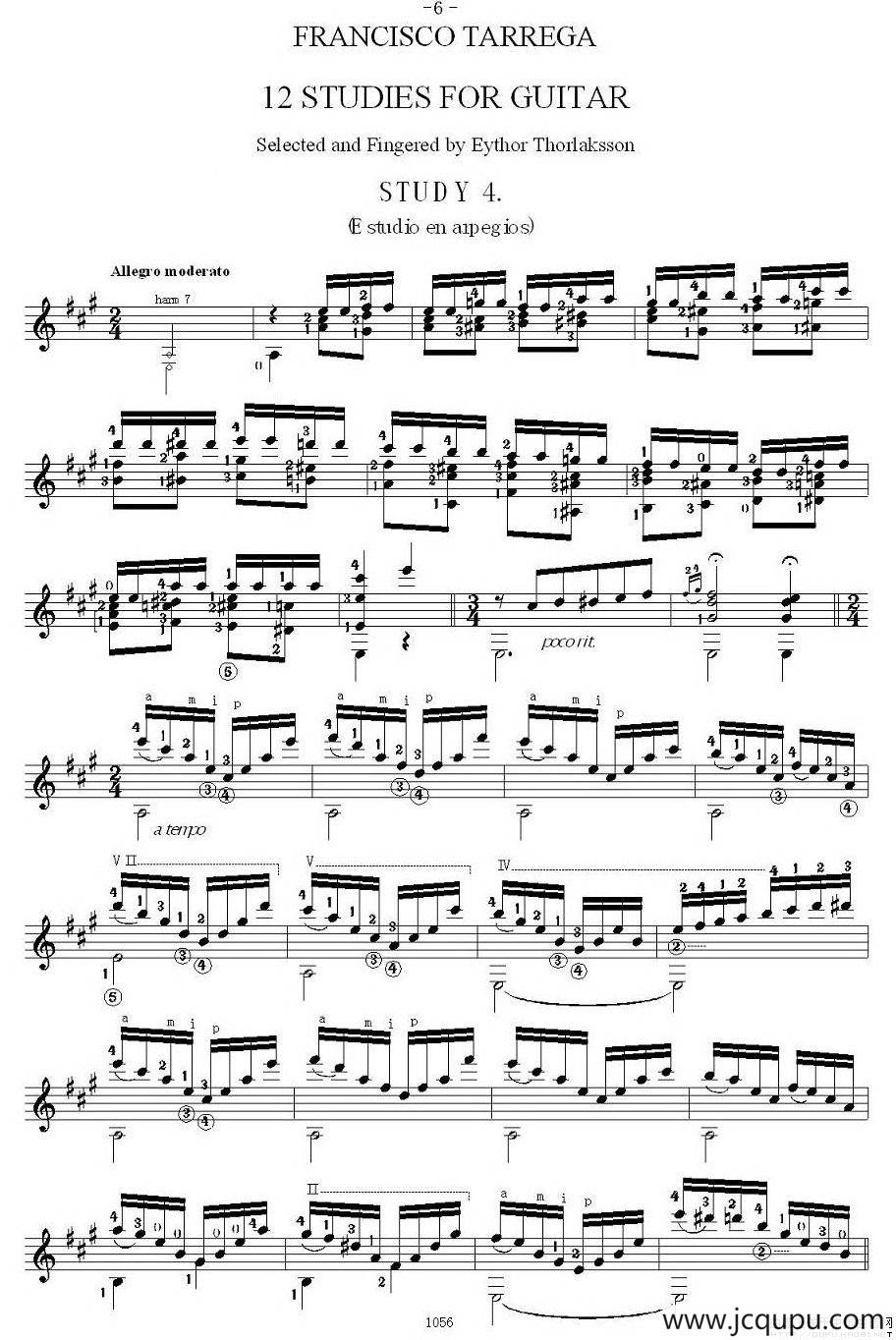 他雷加12首练习曲之4简谱