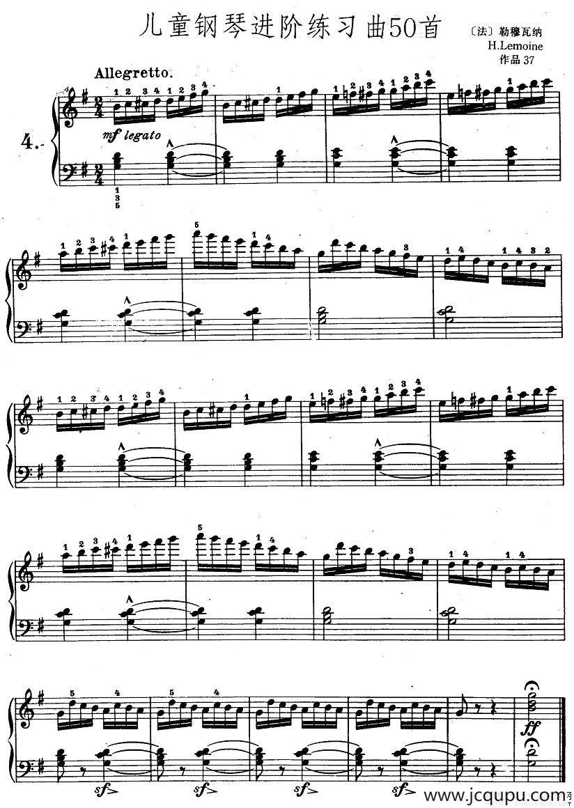儿童钢琴进阶练习曲50首之4简谱