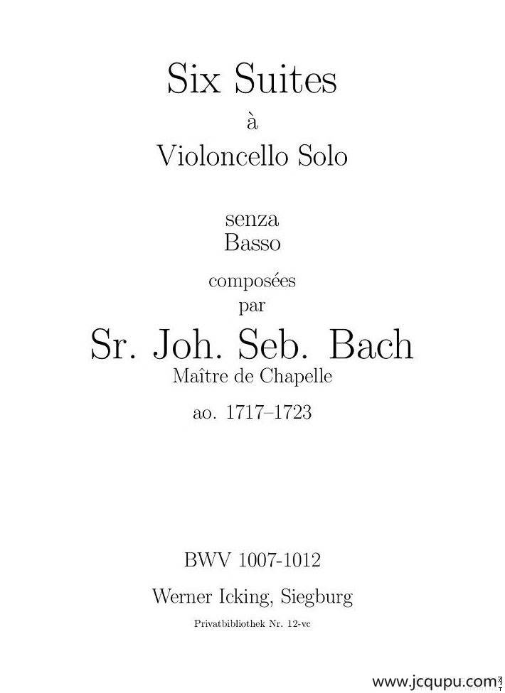 巴赫无伴奏大提琴练习曲之六简谱