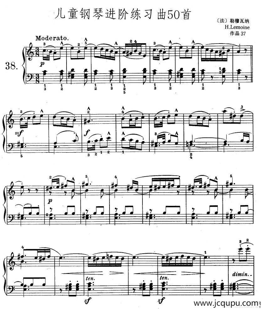 儿童钢琴进阶练习曲50首之38简谱