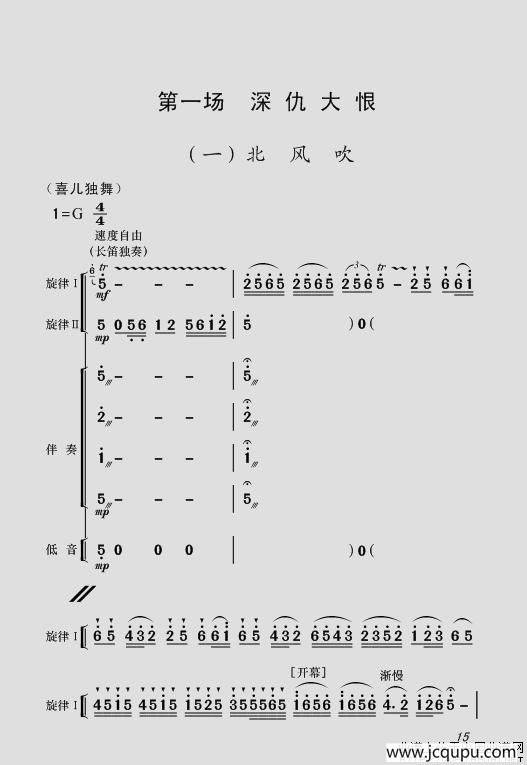 现代舞剧《白毛女》全剧主旋律乐谱之第一场 深仇大恨简谱