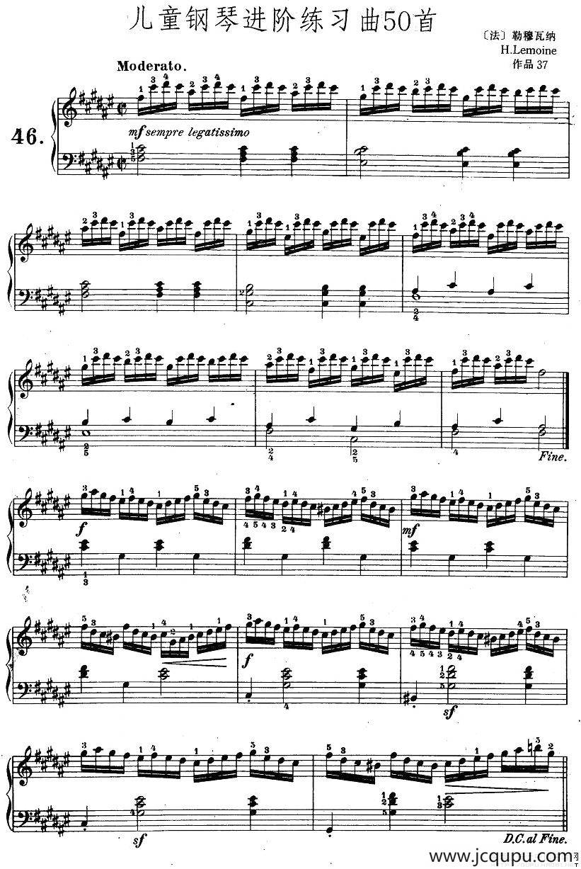 儿童钢琴进阶练习曲50首之46简谱