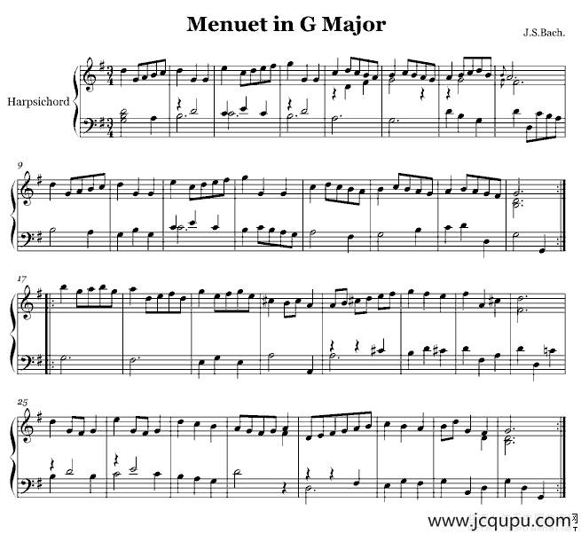 Menuet in G Major（G大调小步舞曲）简谱
