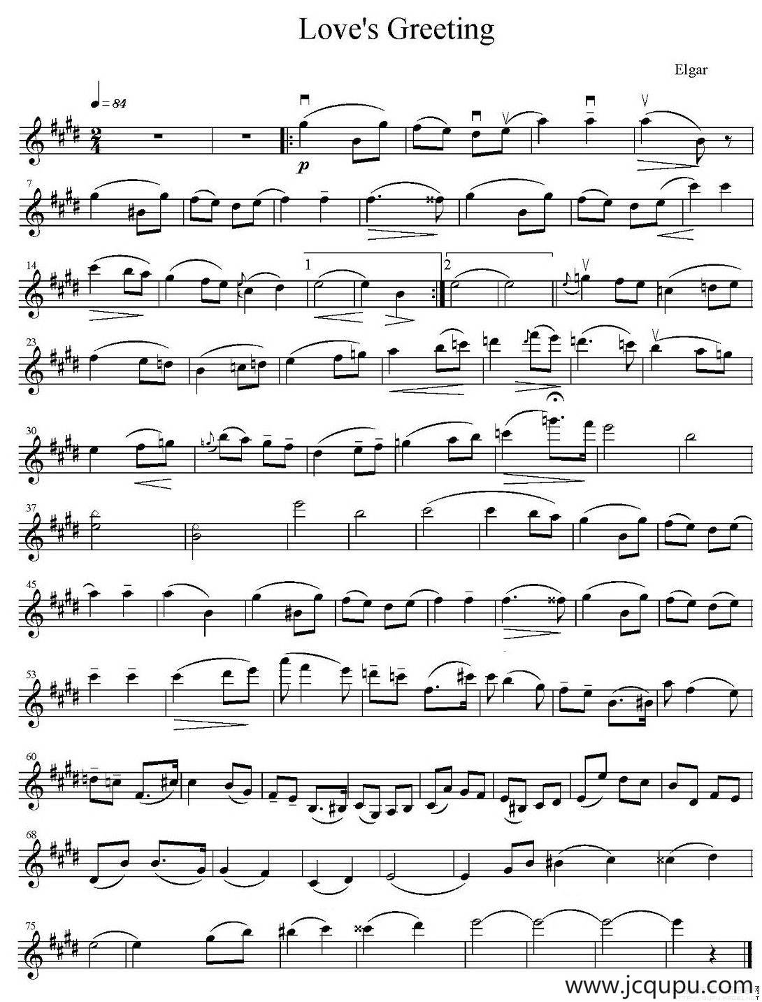 Love's Greeting（爱的致意）简谱