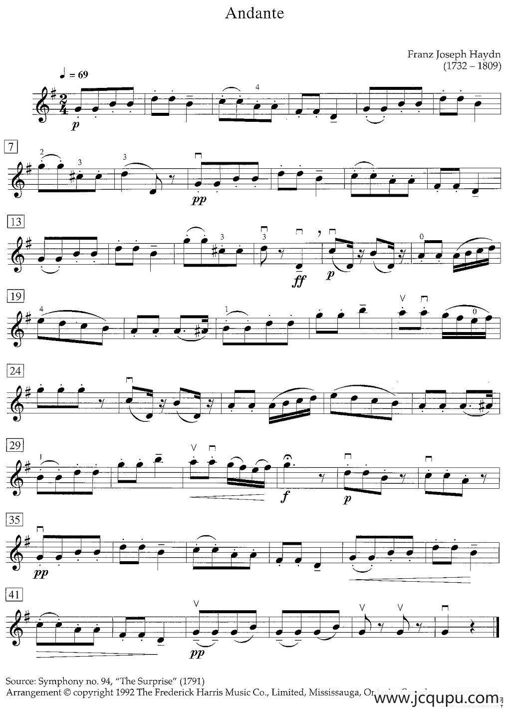 Andante（行板）简谱