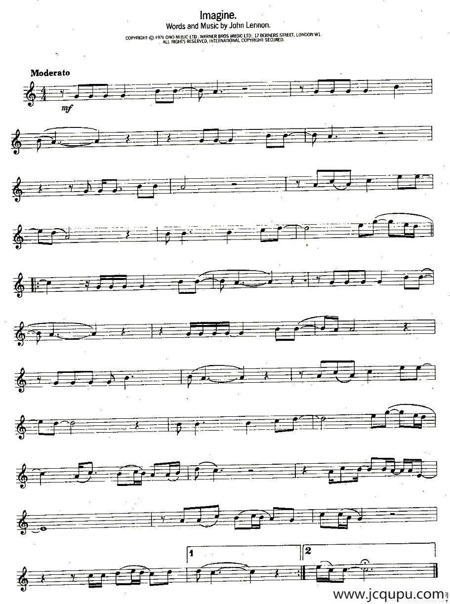 Imagine简谱