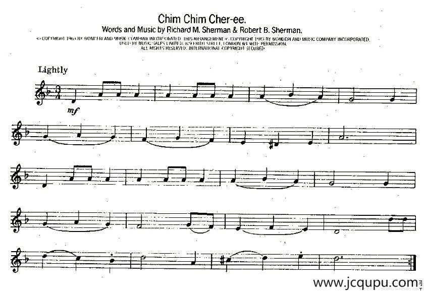 Chim Chim Cher-ee简谱