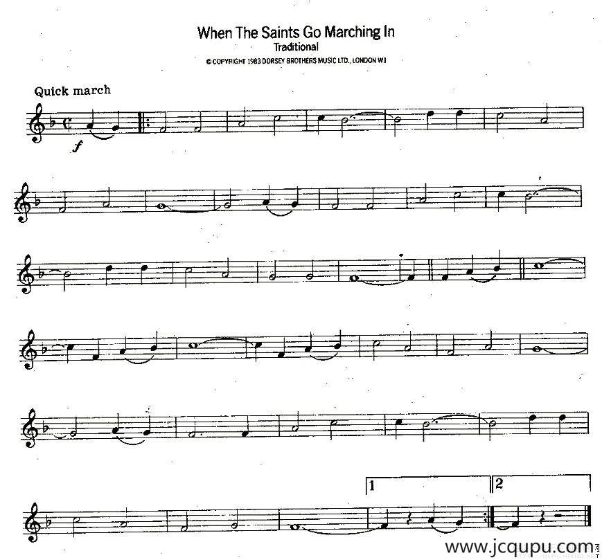 When The Saints Go Marching In简谱