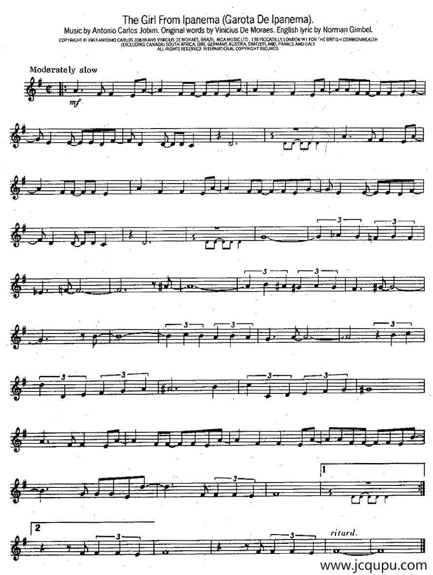 The Giri From Ipanema简谱