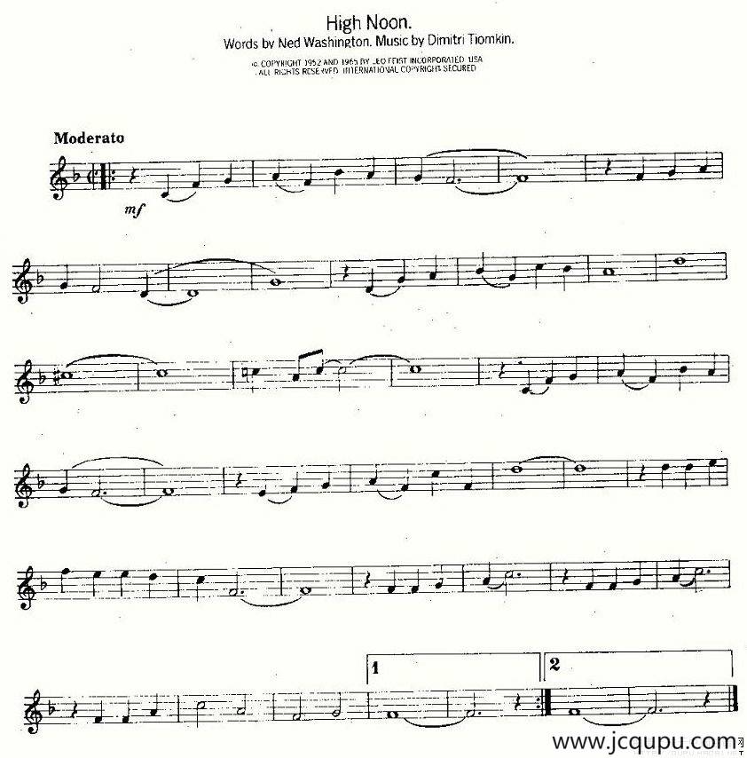 High Noon（正午）简谱