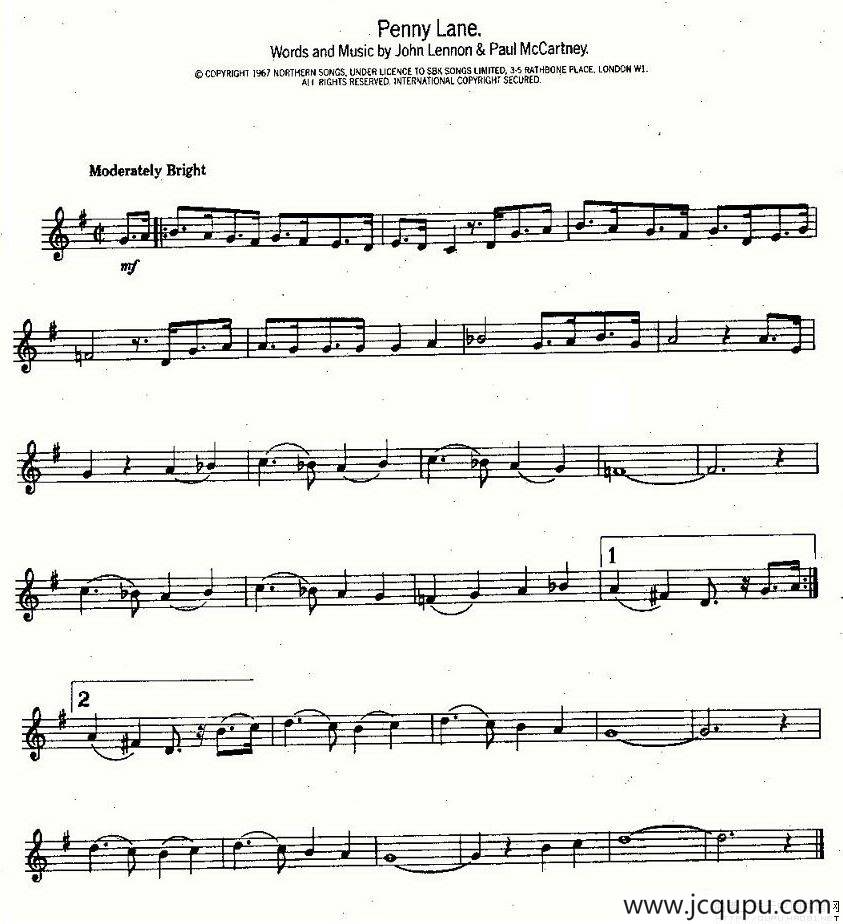 Penny Lane简谱