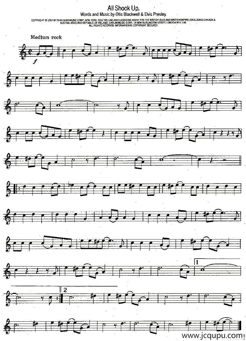All Shook Up简谱