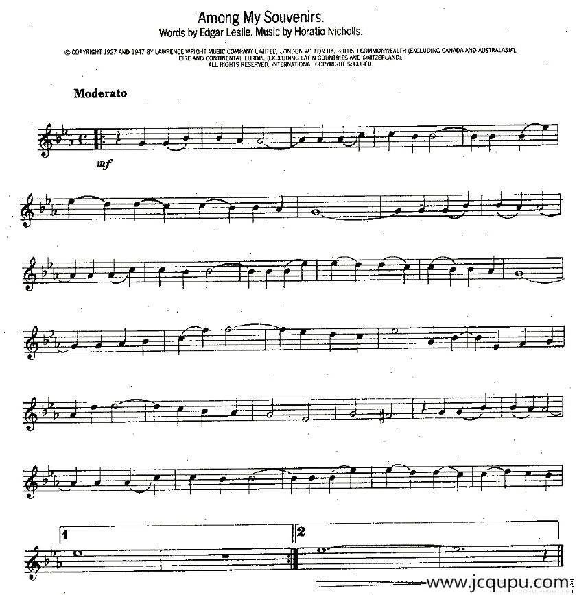 Among My Souvenirs简谱