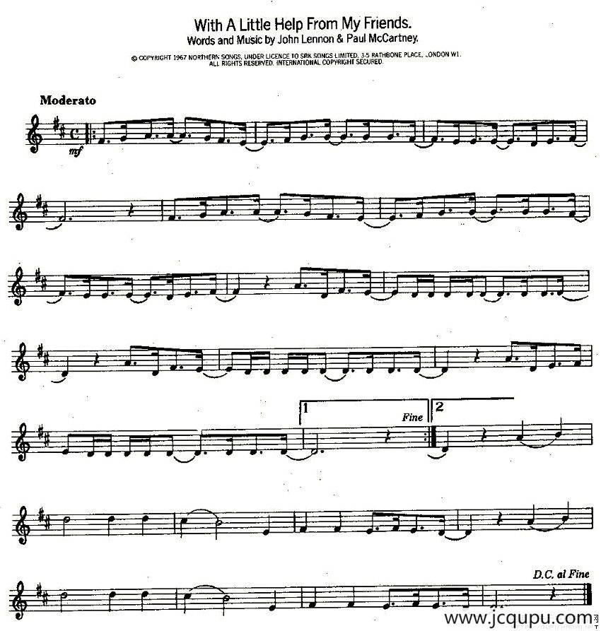 With A Little Help From My Friends简谱