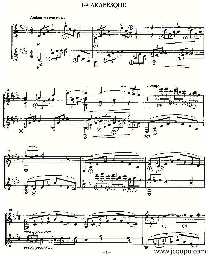 Iere ARABESQUE（双吉他）简谱