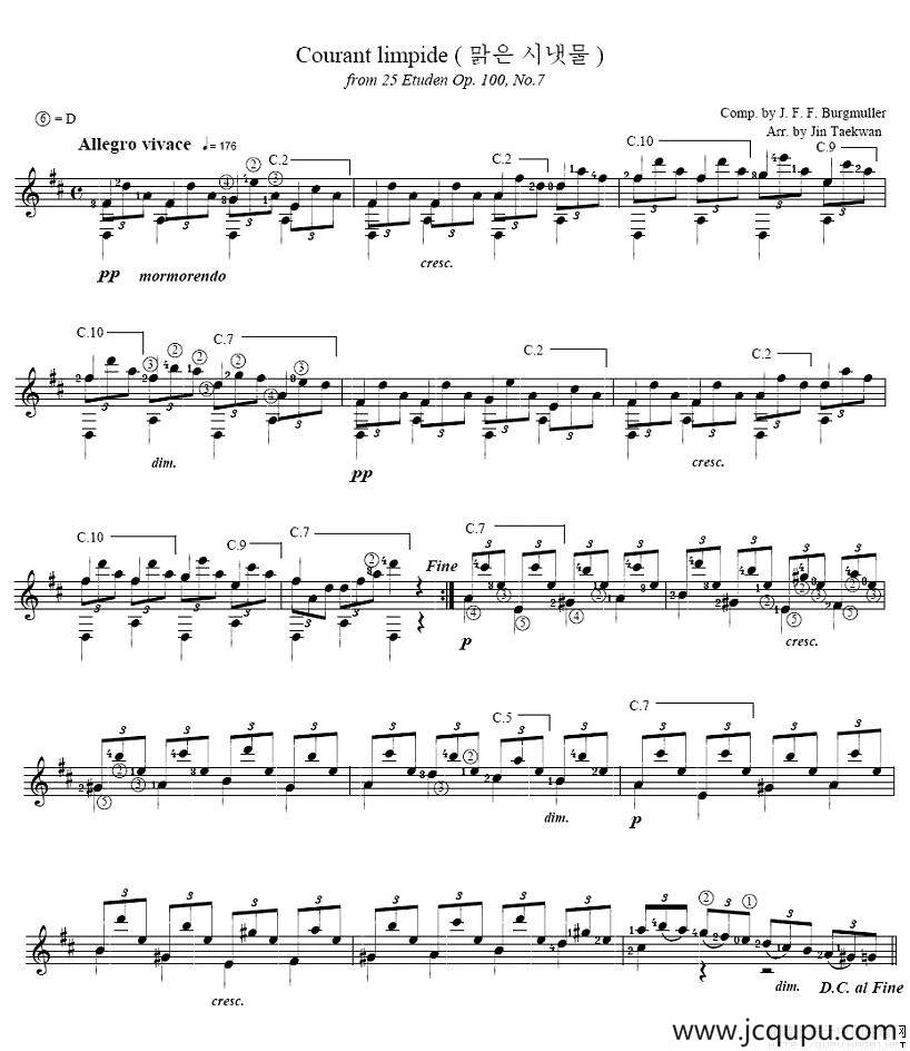 Courant limpide（清澈的溪水）简谱