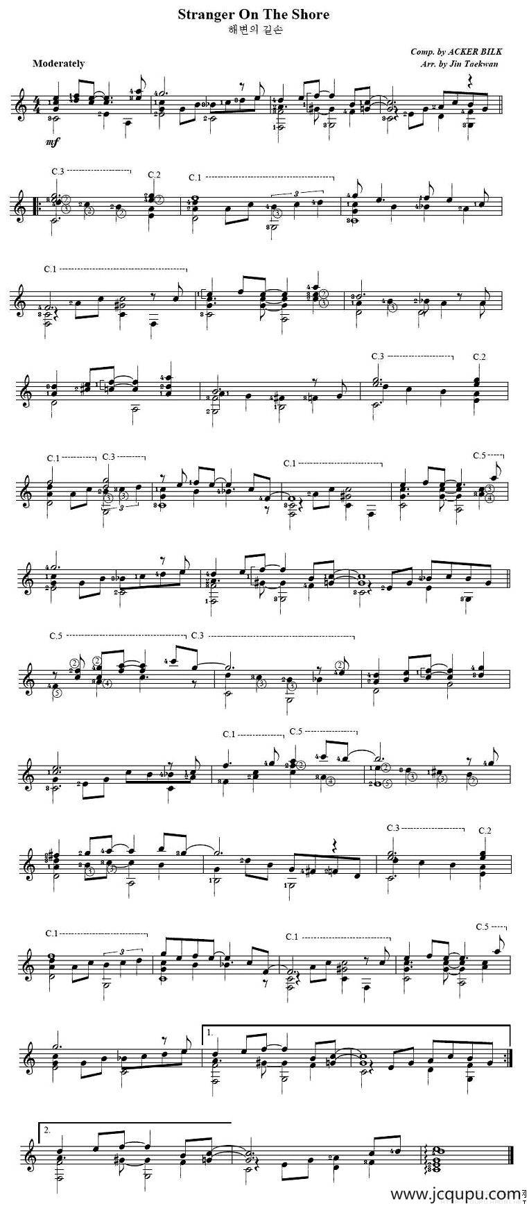 stranger on the shore（岸边的陌生人）简谱