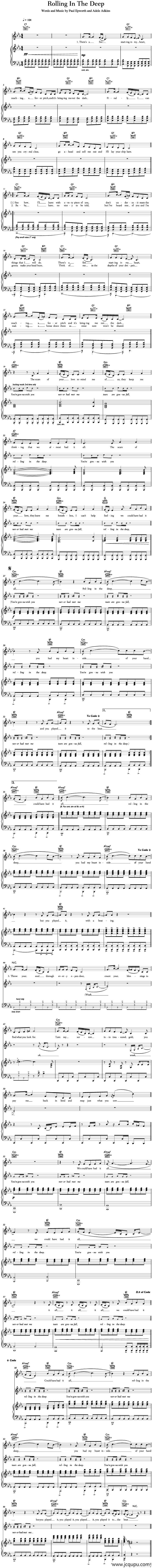 Adele-Rolling In The Deep简谱