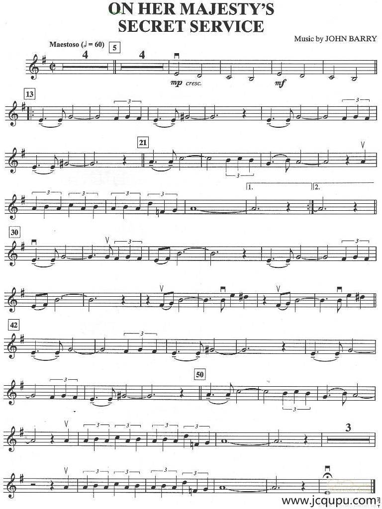 ON HER MAJESTY’ SECRET SERVICE简谱