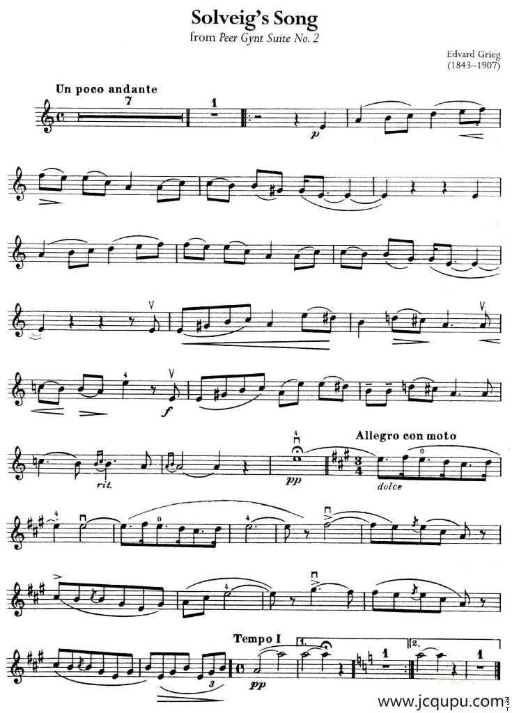 Solveig’s Song简谱