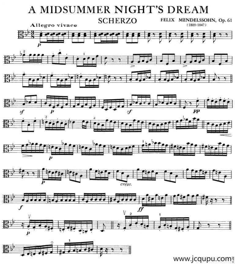 A MIDSUMMER NIGHT'S DREAM（中提琴）简谱