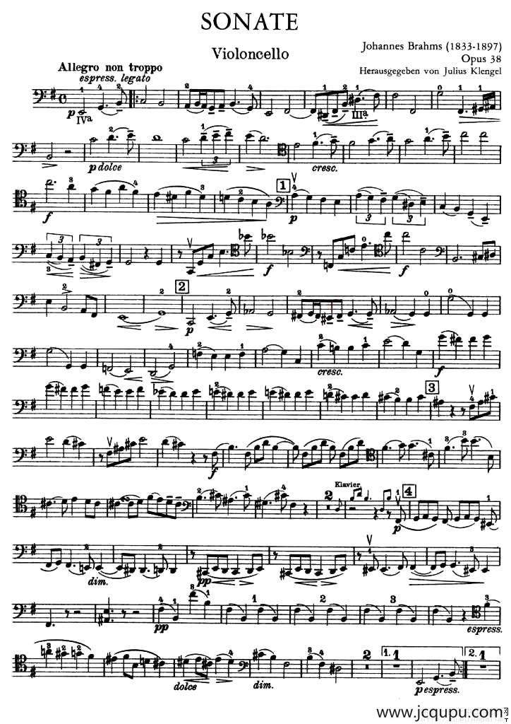 SONATE（大提琴）简谱