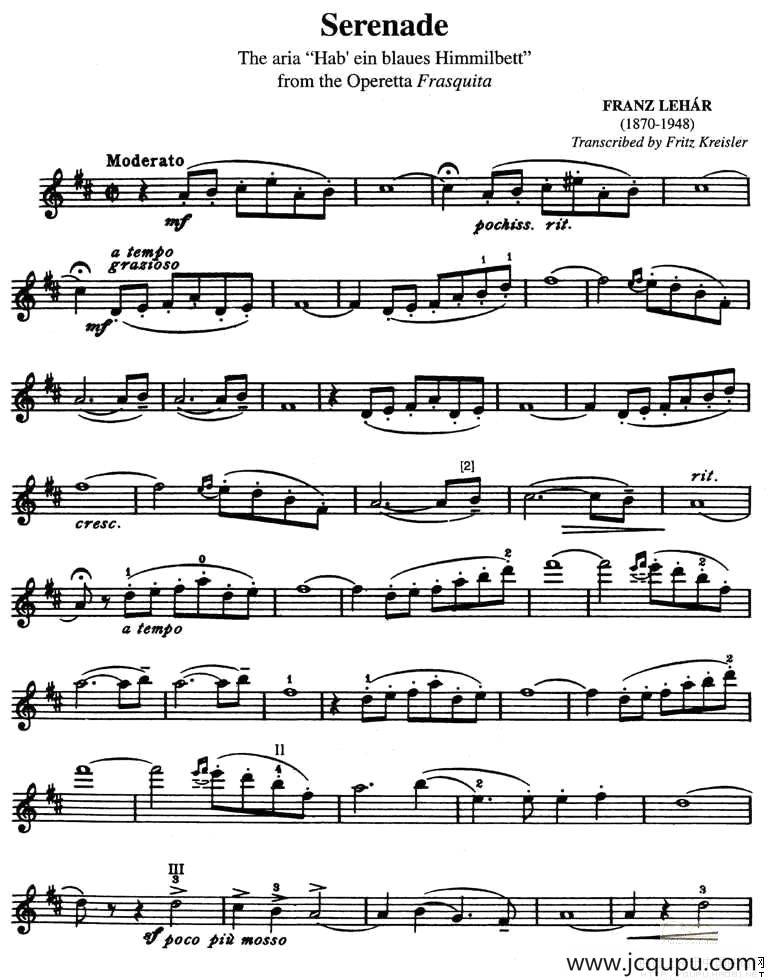 SERENADE（小夜曲）（克莱斯勒作曲版）简谱