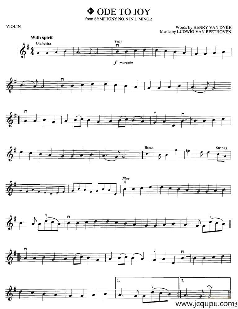 ODE TO JOY简谱