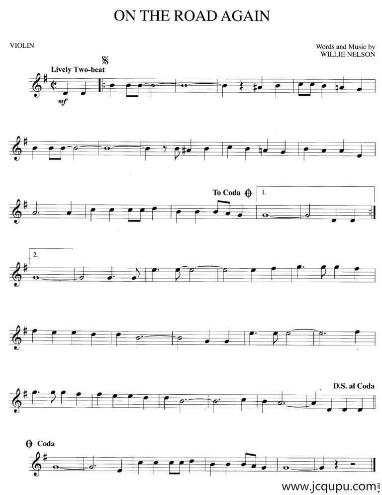 ON THE ROAD AGAIN简谱