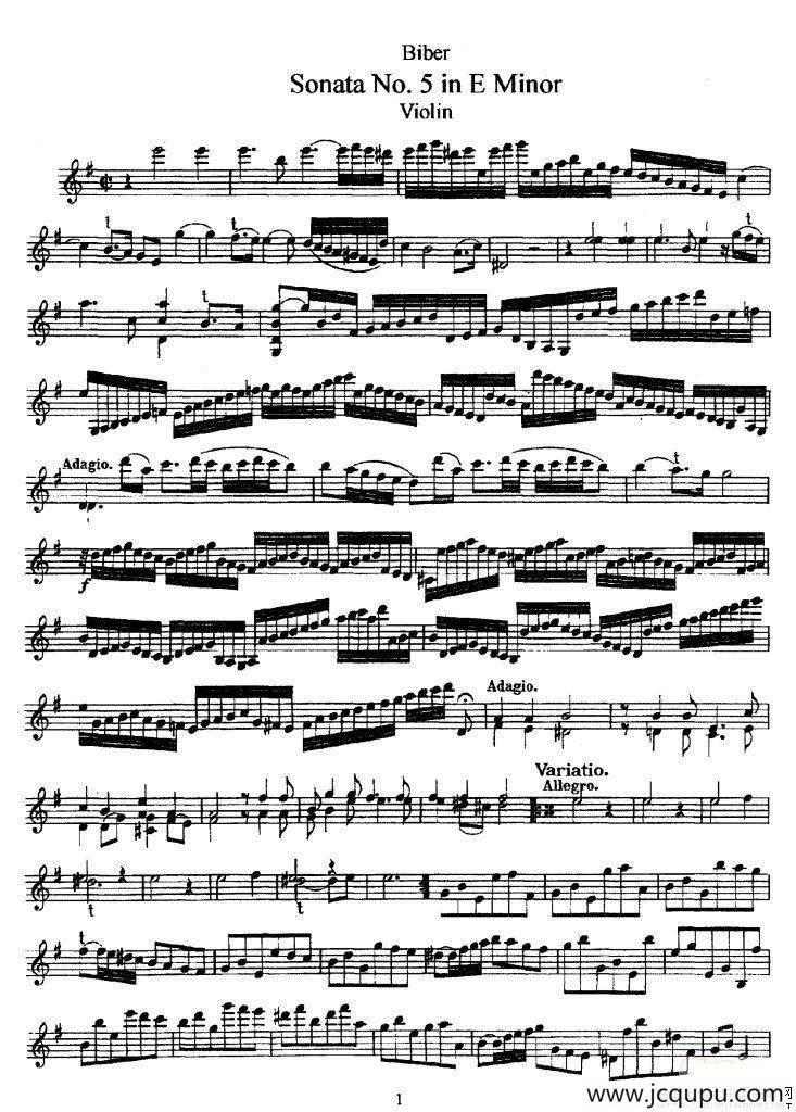 Sonata No.5 in E Minor简谱