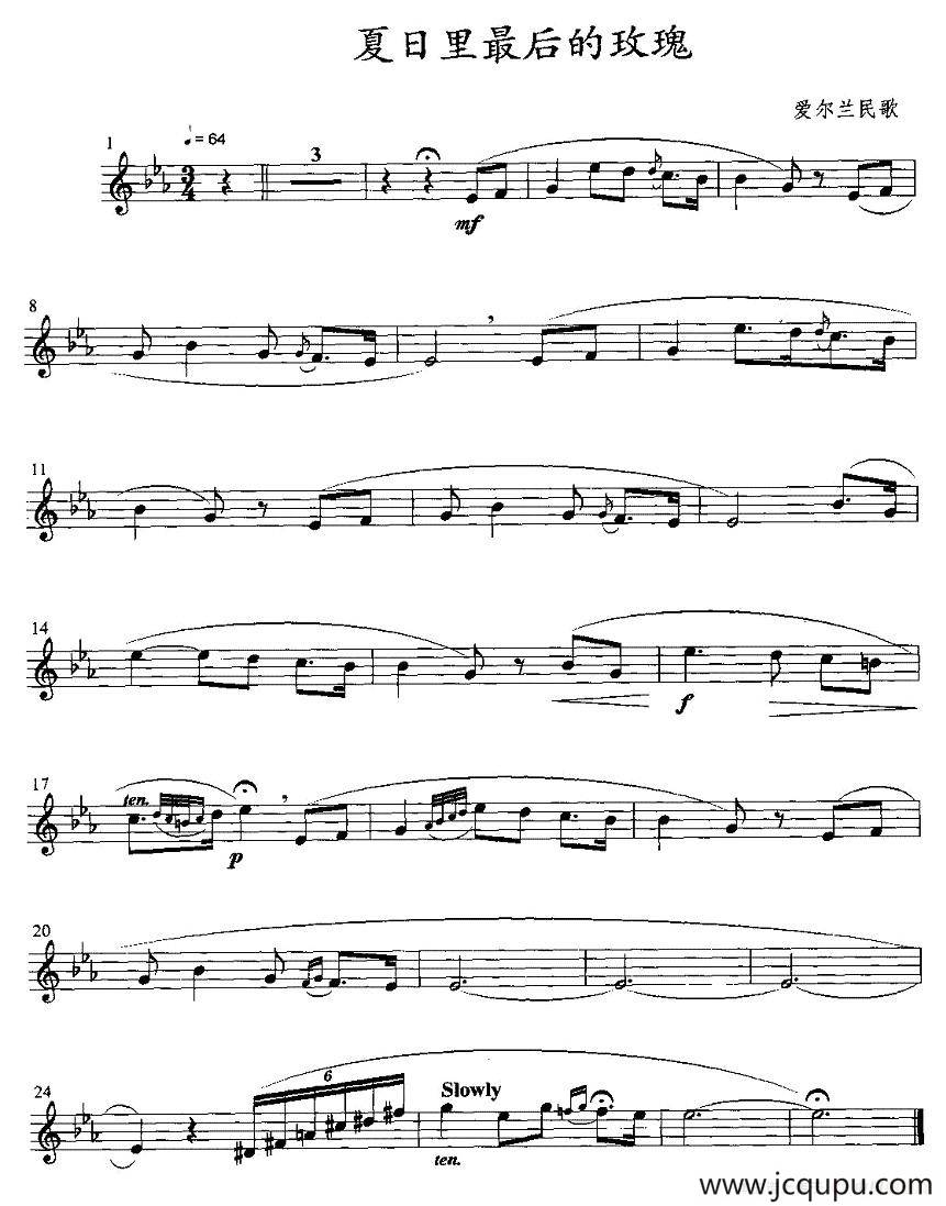 夏日里最后的玫瑰（小号）简谱