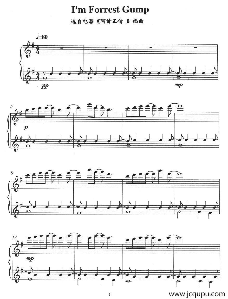 I'm Forrest Gump（电影《阿甘正传》主题曲）简谱