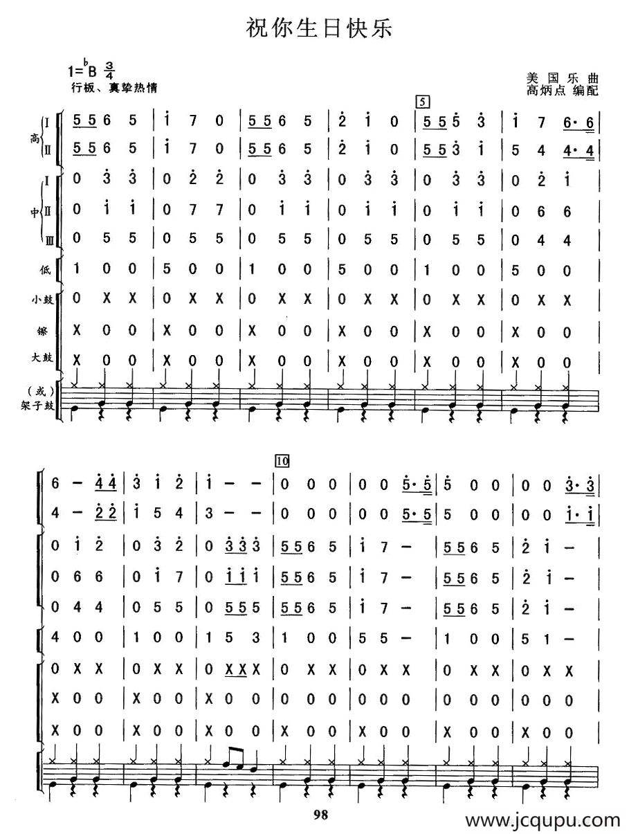 祝你生日快乐（总谱）简谱