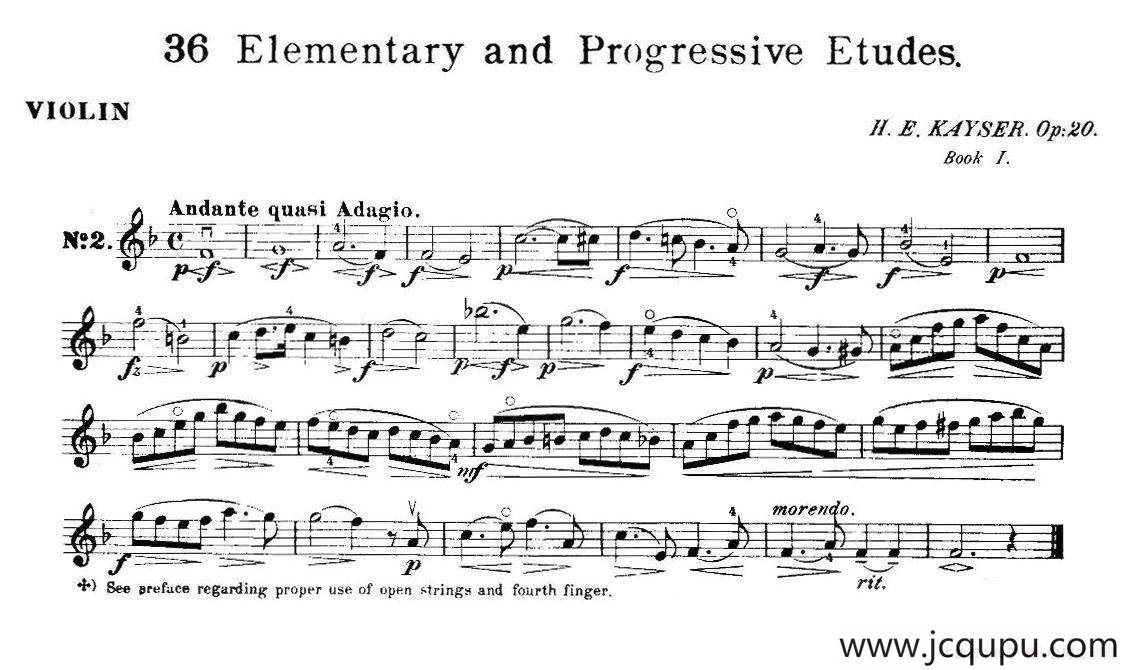 开塞（KAYSER 36首小提琴练习曲之2）简谱