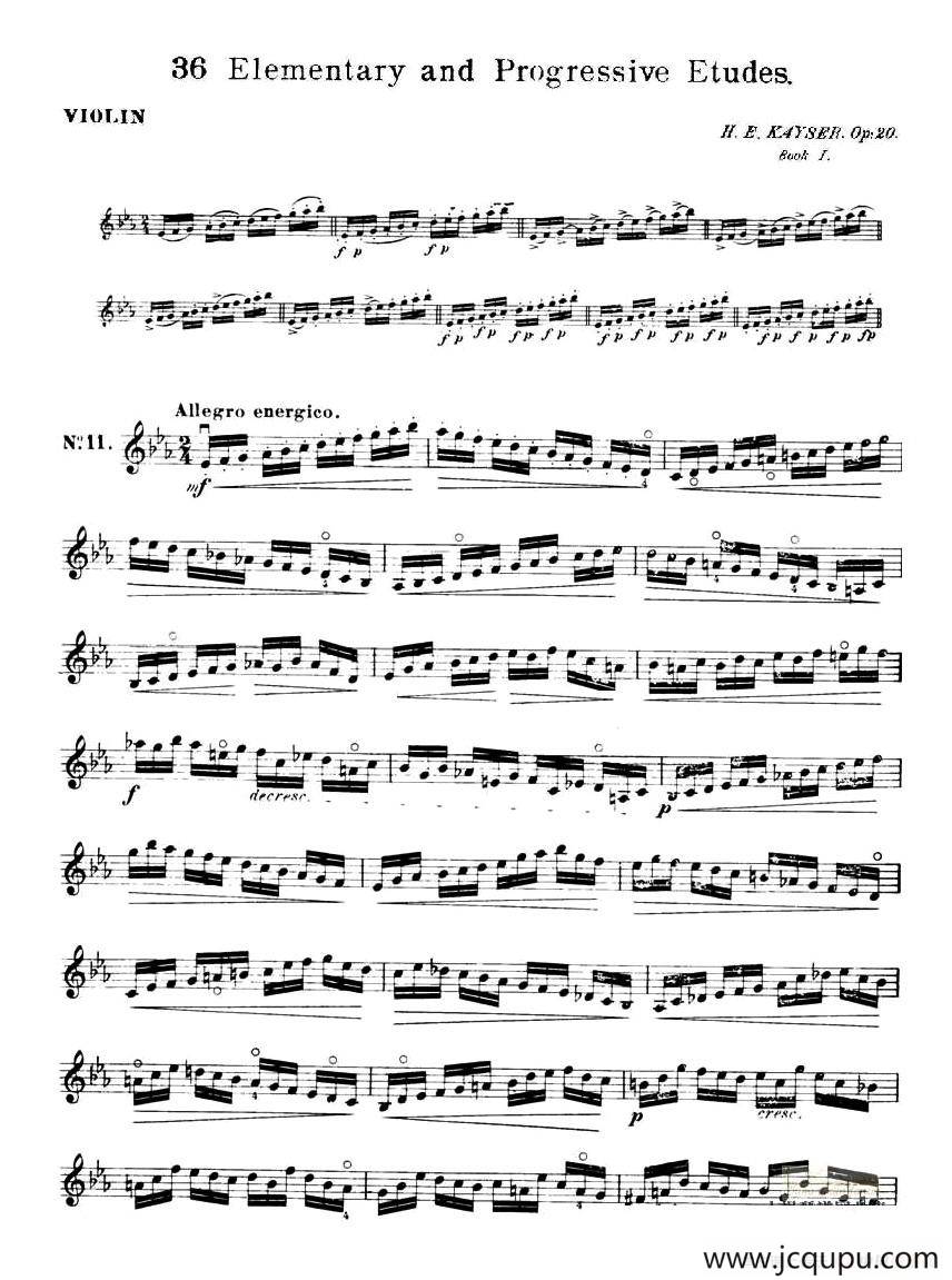 开塞（KAYSER 36首小提琴练习曲之11）简谱
