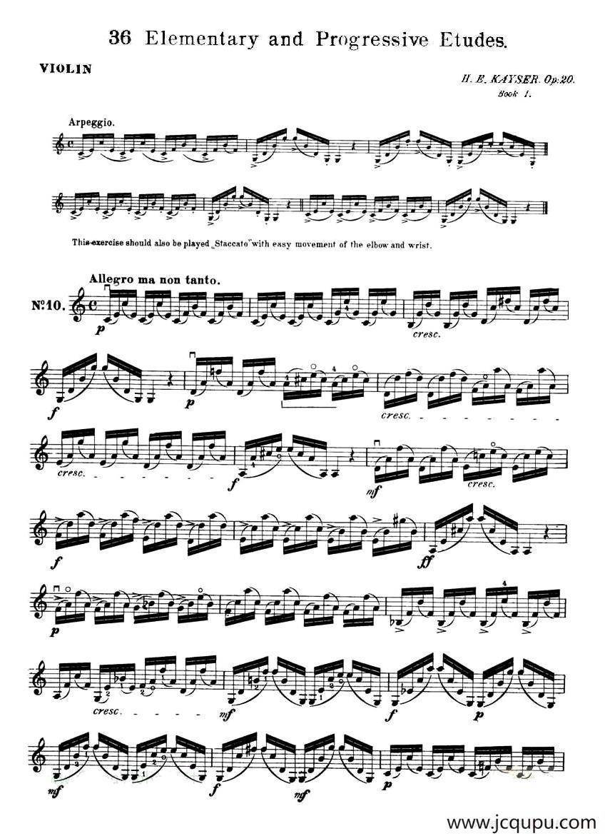 开塞（KAYSER 36首小提琴练习曲之10）简谱