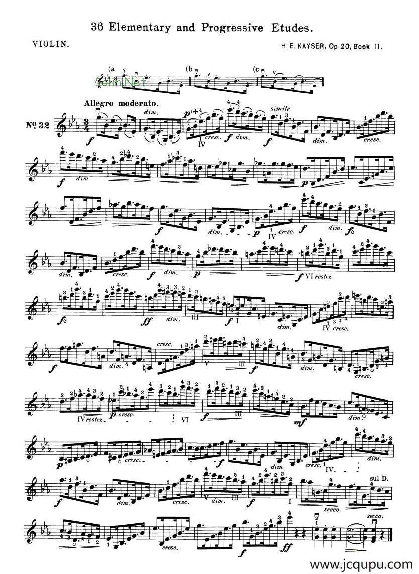 开塞（KAYSER 36首小提琴练习曲之32）简谱