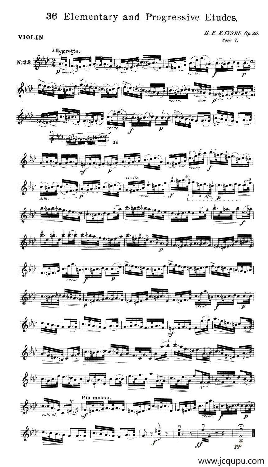 开塞（KAYSER 36首小提琴练习曲之23）简谱