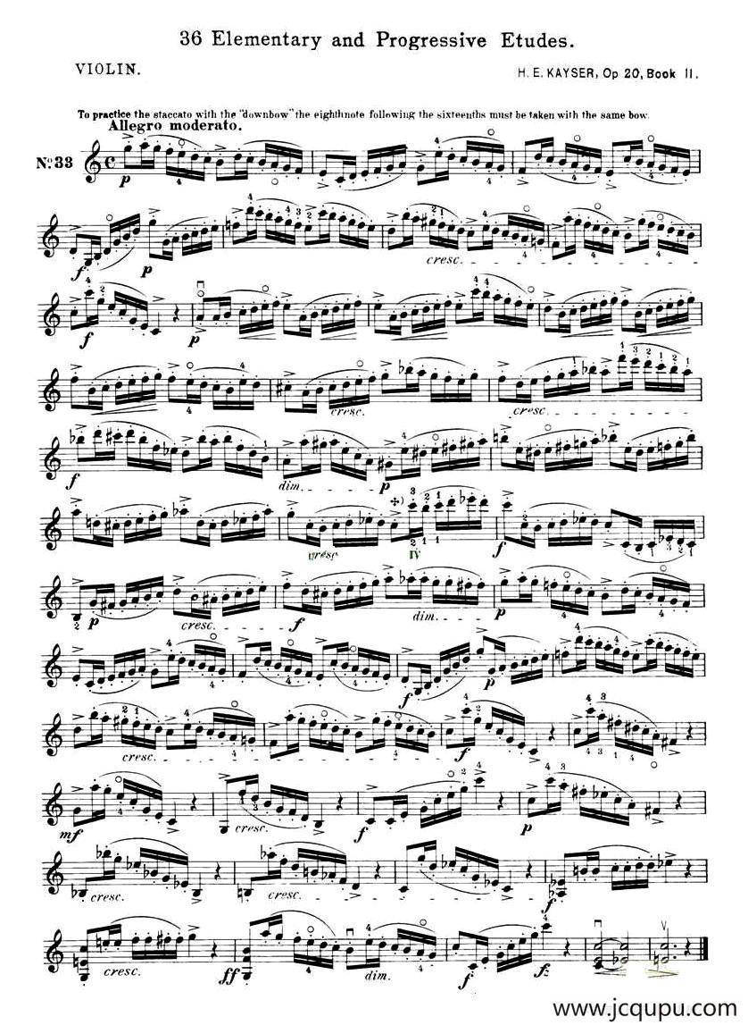 开塞（KAYSER 36首小提琴练习曲之33）简谱