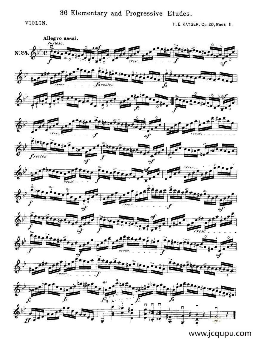 开塞（KAYSER 36首小提琴练习曲之24）简谱