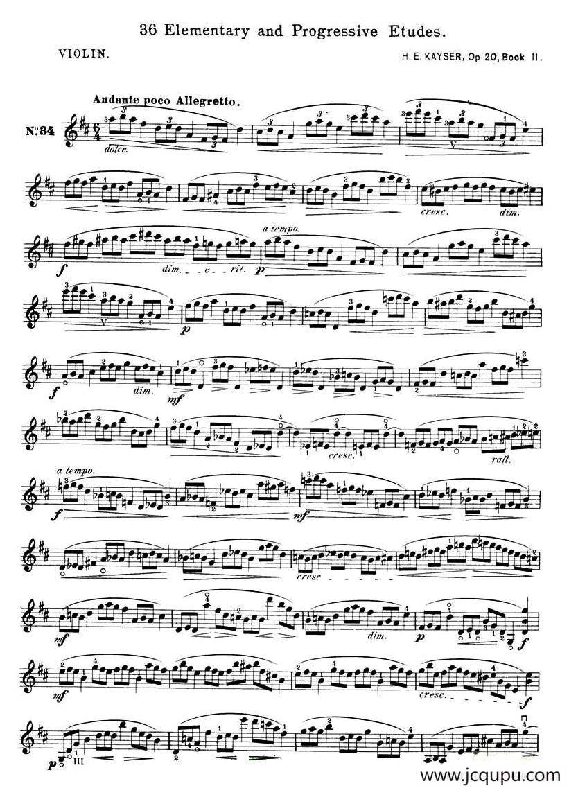 开塞（KAYSER 36首小提琴练习曲之34）简谱