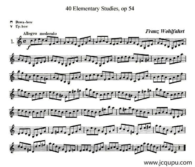 40首小提琴初级技巧练习曲之一简谱